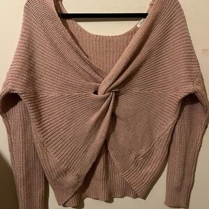 Elegant Off-the-Shoulder Pink Sweater